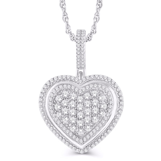 10 Karat White Gold 0.46 Carat Diamonds Heart Pendant-0826109-WG