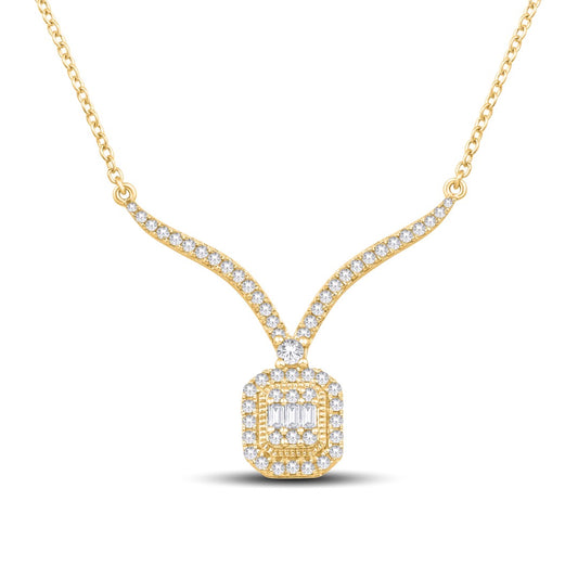 14 Karat Yellow Gold 0.50 Carat Diamonds Cushion Pendant-0832079-YG