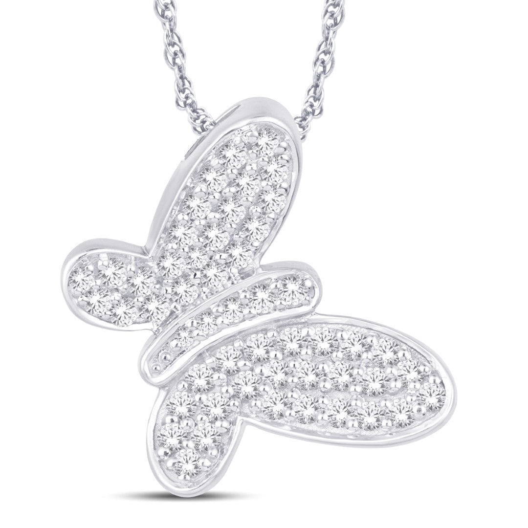 14 Karat White Gold 0.50 Carat Diamonds Butterfly Pendant-0832080-WG