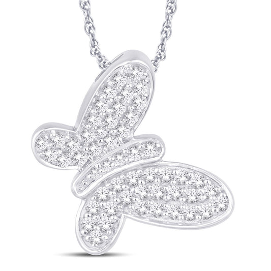 14 Karat White Gold 0.50 Carat Diamonds Butterfly Pendant-0832080-WG