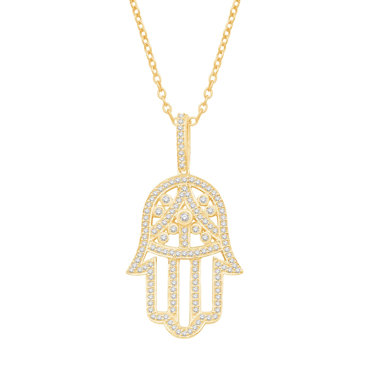 10 Karat Yellow Gold 0.40 Carat Diamonds Hamsa Pendant-0832298-YG