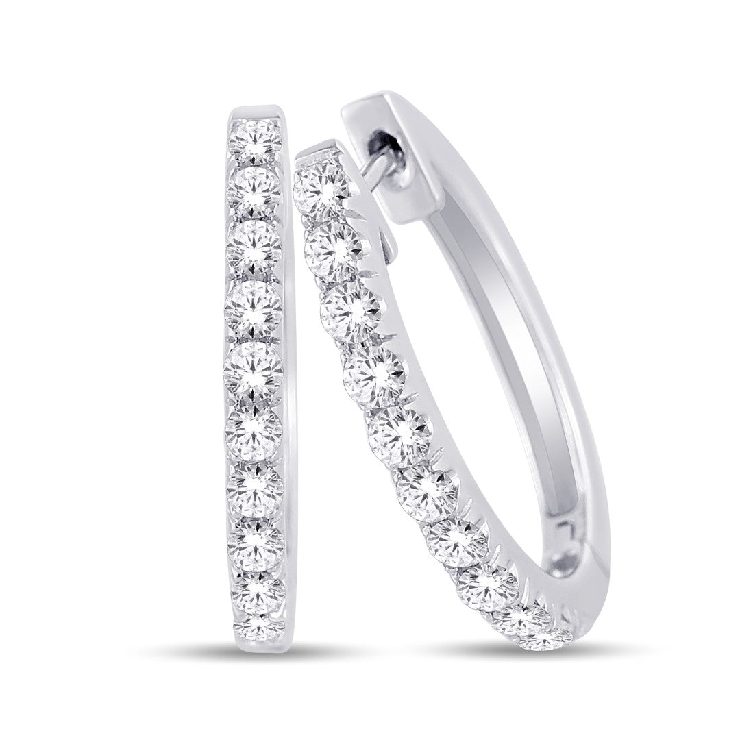 10 Karat White Gold 1.00 Carat Diamonds Classic Hoops-0925114-WG