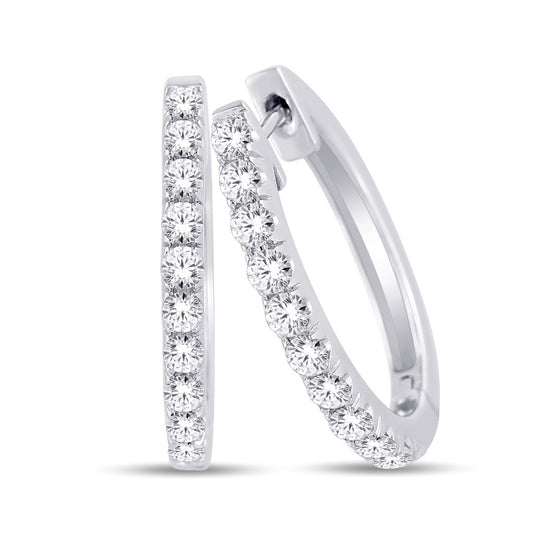 10 Karat White Gold 1.00 Carat Diamonds Classic Hoops-0925114-WG