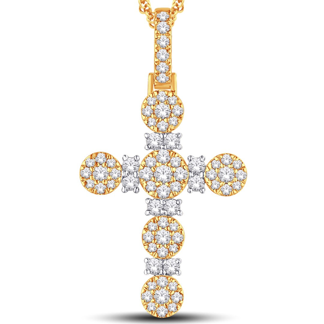 10 Karat All Yellow Gold 1.20 Carat Diamonds Latin Cross HipHop Pendant-1025772-ALY