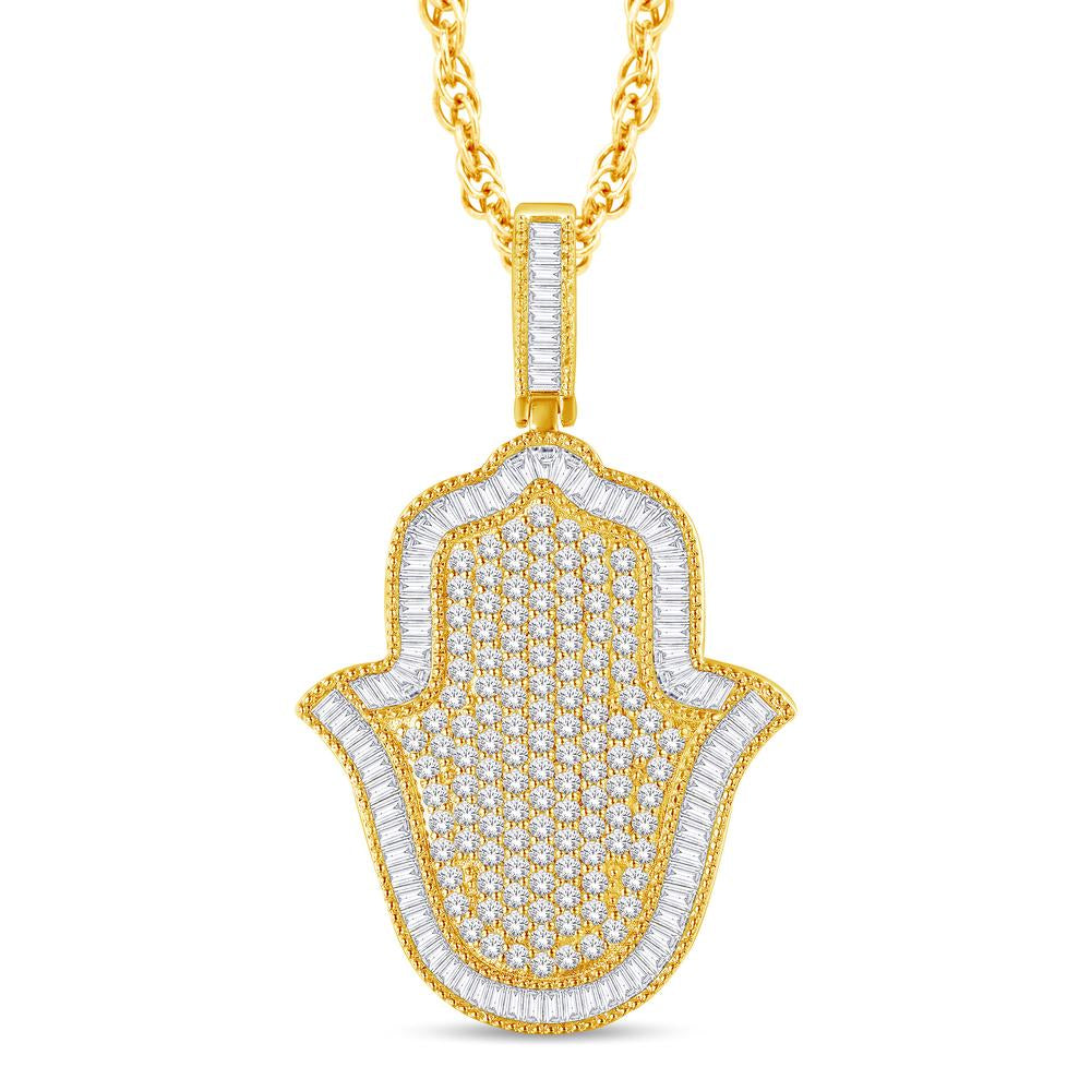 10 Karat All Yellow Gold 3.21 Carat Diamonds Humsa HipHop Pendant-1026082-ALY