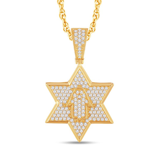 10 Karat All Yellow Gold 2.09 Carat Diamonds Star HipHop Pendant-1026098-ALY