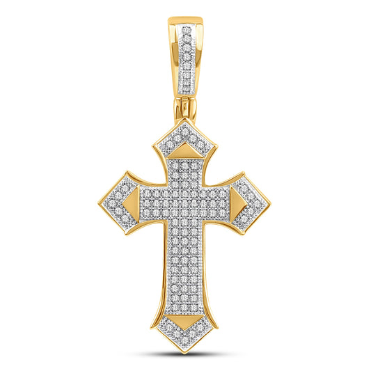 10 Karat Yellow Gold 0.25 Carat Diamonds Latin Cross HipHop Pendant-1027016-YG