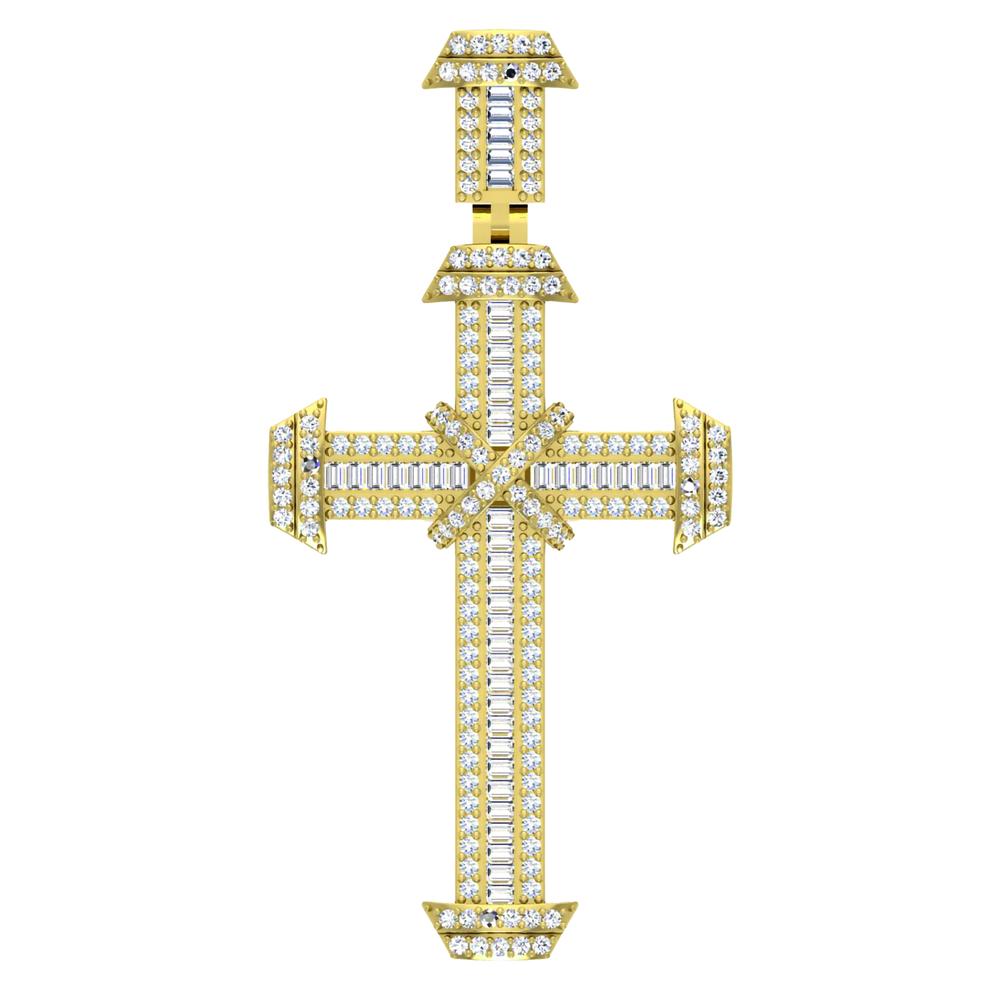 14 Karat Yellow Gold 1.88 Carat Diamonds Latin Cross HipHop Pendant-1030021-YG