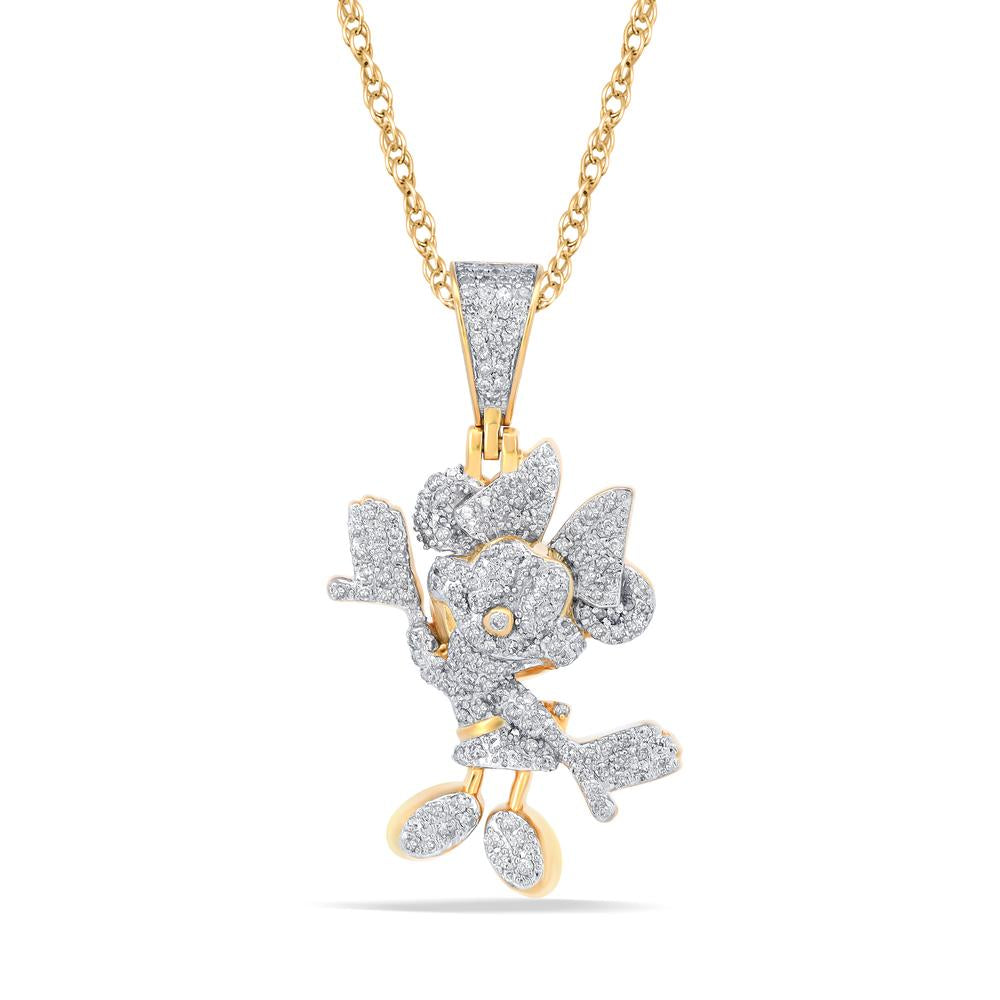10 Karat Two-Tone Gold 0.54 Carat Diamonds Minnie Mouse Pendant-1050073-TT