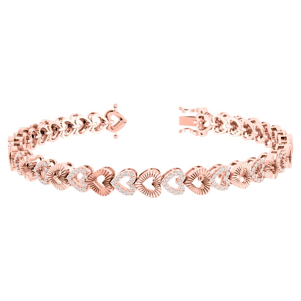 10 Karat Rose Gold 1.10 Carat Diamonds Heart Ladies Bracelet-1230019-RG