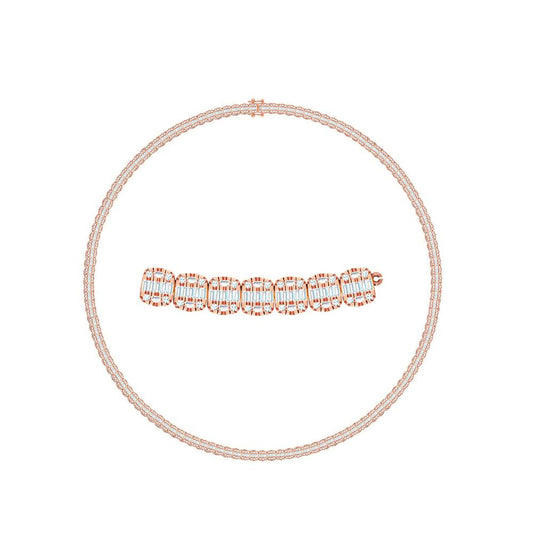 10 Karat Rose Gold 8.50 Carat Diamonds Baguette Chain-1430003-RG