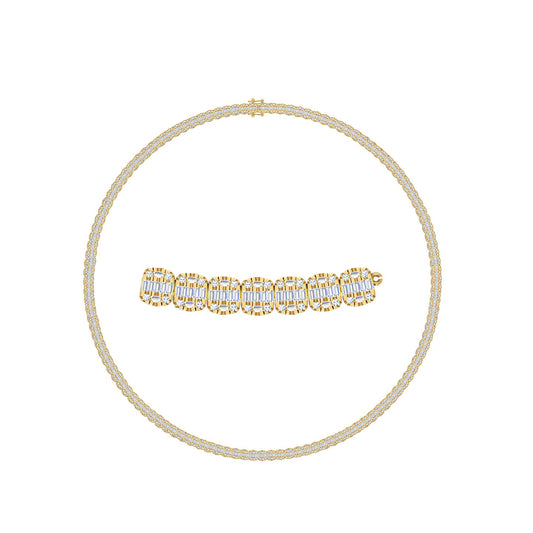 10 Karat Two-Tone Gold 8.50 Carat Diamonds Baguette Chain-1430003-TT