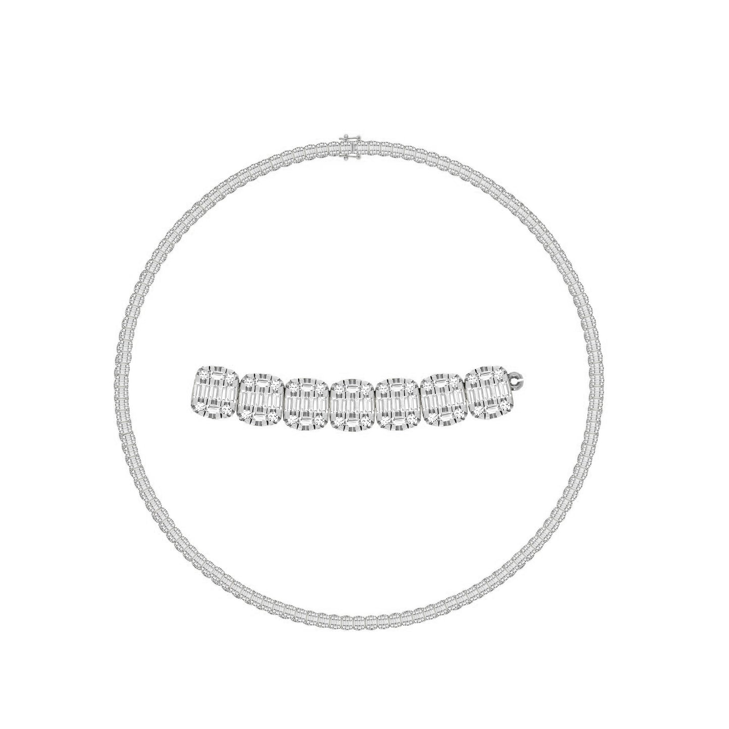10 Karat White Gold 8.50 Carat Diamonds Baguette Chain-1430003-WG