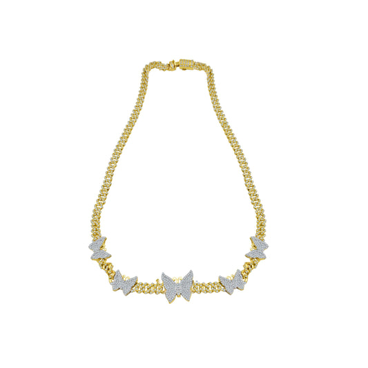 10 Karat Two-Tone (Yellow and White) Gold 9.50 Carat Diamonds Butterfly Necklace-1430004-YW