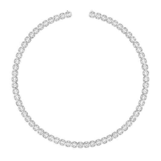 10 Karat Two-Tone (Yellow and White) Gold 13.77 Carat Diamonds Baguette Necklace-1430006-YW