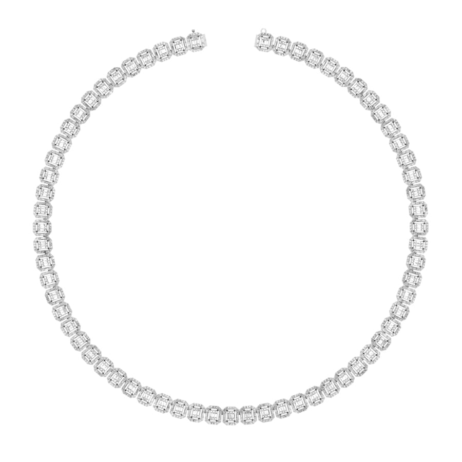 10 Karat Two-Tone (Yellow and White) Gold 13.77 Carat Diamonds Baguette Necklace-1430006-YW