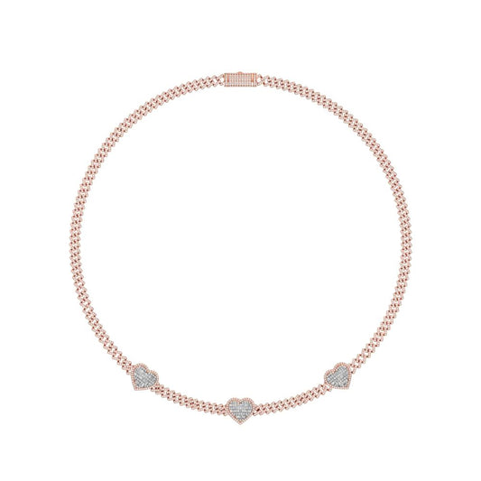 10 Karat Rose Gold 6.91 Carat Diamonds Heart Necklace-1430009-RG