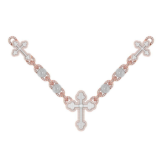 10 Karat Two-Tone (Rose and White) Gold 15.05 Carat Diamonds Latin Cross Necklace-1430025-RW
