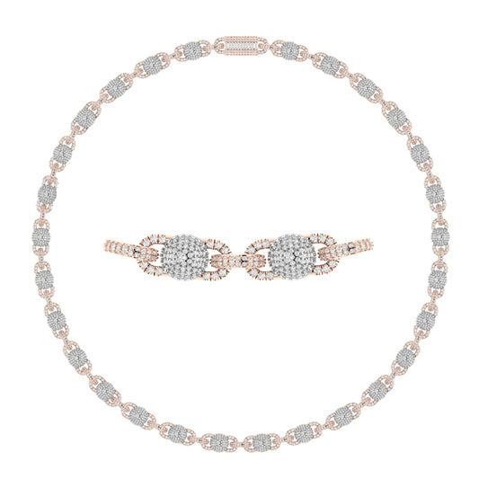 10 Karat Two-Tone (Rose and White) Gold 15.78 Carat Diamonds Fancy Statement Necklace-1430027-RW