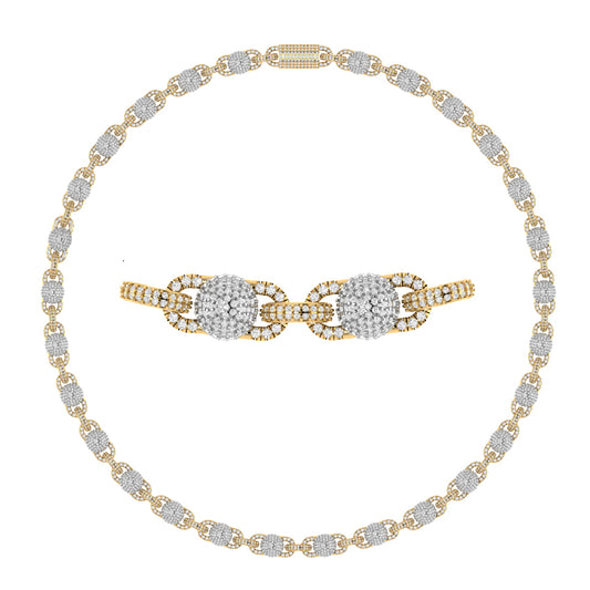 10 Karat Two-Tone (Yellow and White) Gold 15.78 Carat Diamonds Fancy Statement Necklace-1430027-YW
