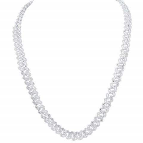 10 Karat White Gold 16.00 Carat Diamonds Cuban Link Chain-1432074-WG