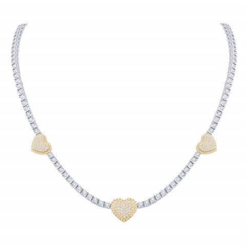 10 Karat Two-Tone (White and Yellow) Gold 3.02 Carat Diamonds Heart Necklace-1432081-WY