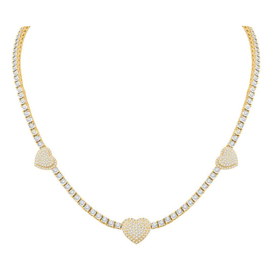 10 Karat Two-Tone (White and Yellow) Gold 3.00 Carat Diamonds Heart Necklace-1432093-WY