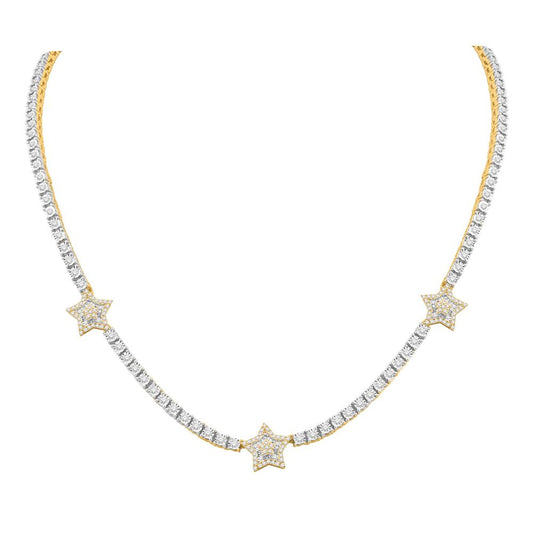 10 Karat Two-Tone (White and Yellow) Gold 2.87 Carat Diamonds Star Necklace-1432099-WY