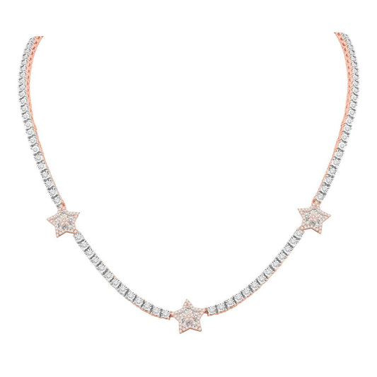 10 Karat Two-Tone (White and Rose) Gold 3.13 Carat Diamonds Star Necklace-1432100-WR