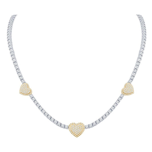 10 Karat Two-Tone (White and Yellow) Gold 3.15 Carat Diamonds Heart Necklace-1432101-WY
