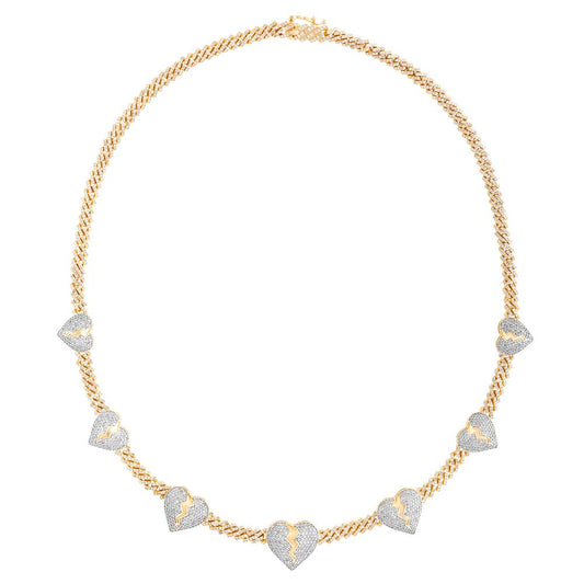 10 Karat Two-Tone (Yellow and White) Gold 4.15 Carat Diamonds Heart Necklace-1460004-TT-YW