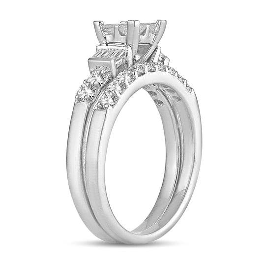 14K  1.00CT Princess Cut Diamond Bridal Ring