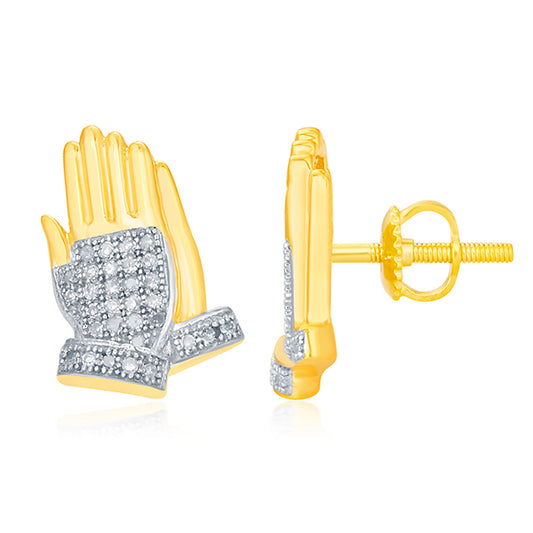 10K 0.18CT D-MICROPAVE EARRINGS "PRAYING HANDS"L