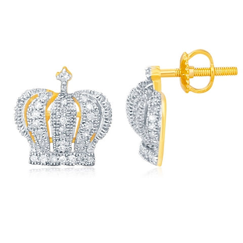 10K 0.25CT D-MICROPAVE EARRINGS " CROWN "