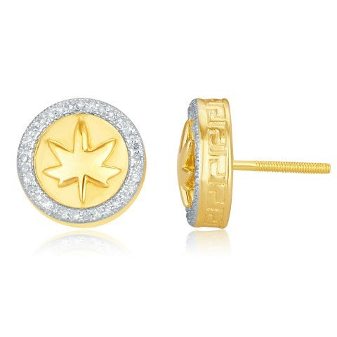 10K 0.20CT D-EARRINGS   "LEAF"