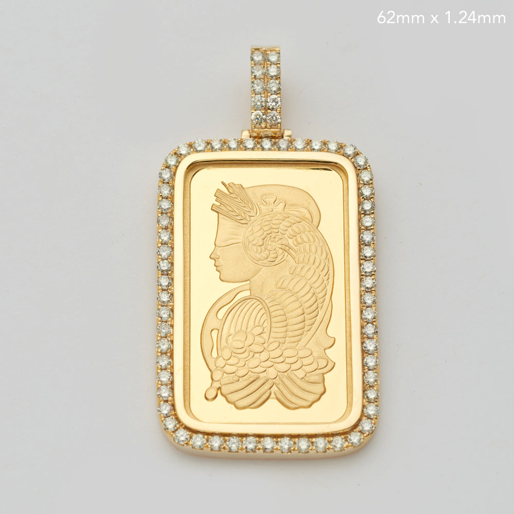 14KY 3.15CTW DIAMOND BEZEL WITH 1 OZ 0.999 AU PAMP