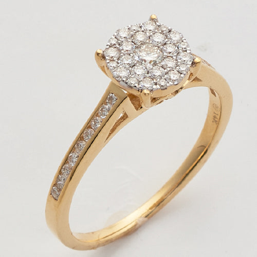 14KY 0.50CTW DIAMOND LUNA CLUSTER RING
