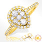 14KY 0.90CTW DIAMOND PEAR CLUSTER RING WITH HALO