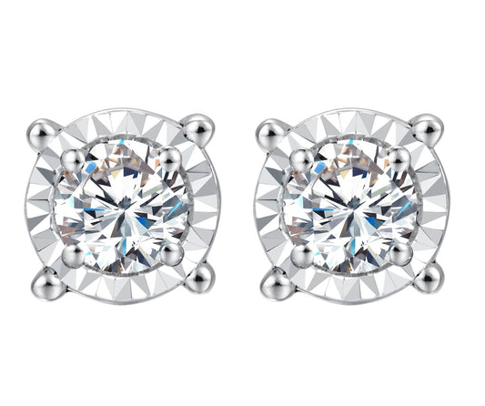 14 Karat Yellow Gold 0.50 Carat Diamonds Round Earrings-0128011-YG