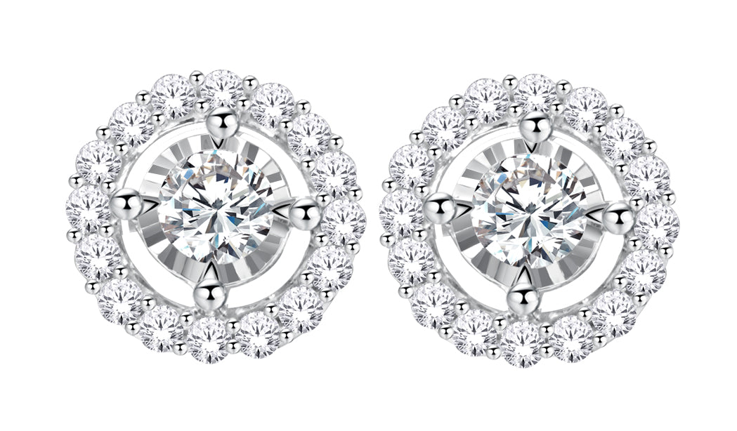 14 Karat White Gold 0.25 Carat Diamonds Round Earrings-0128013-WG