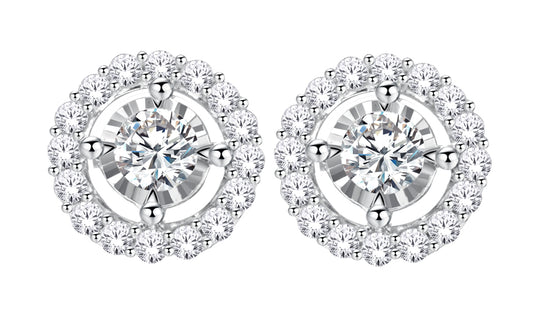 14 Karat White Gold 0.25 Carat Diamonds Round Earrings-0128013-WG