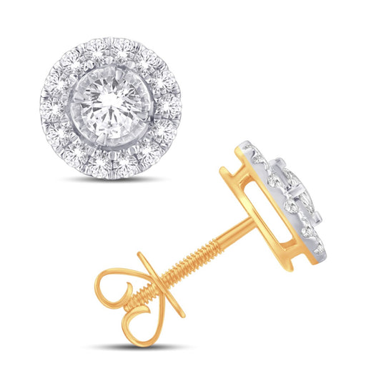 14 Karat White Gold 0.75 Carat Diamonds Round Earrings-0128064-WG