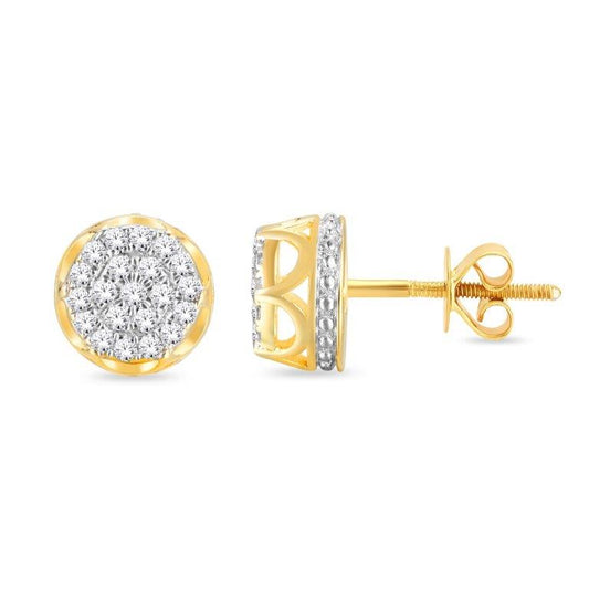 10 Karat Yellow Gold 0.10 Carat Diamonds Flower Earrings-0126750-YG