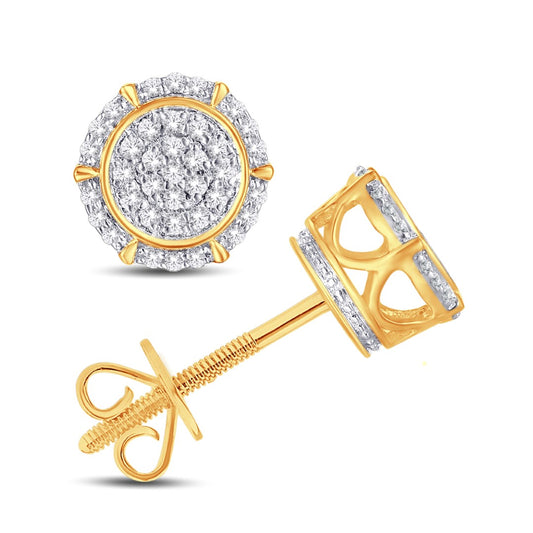 10 Karat Yellow Gold 0.12 Carat Diamonds Flower Earrings-0125764-YG