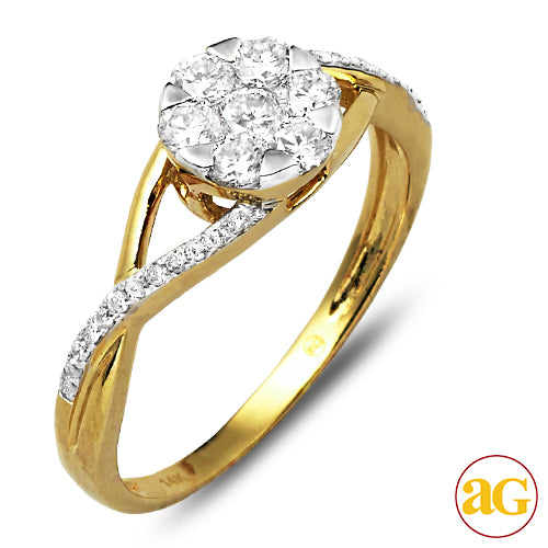 14KY 0.50CTW DIAMOND V-PRONG FLOWER RING