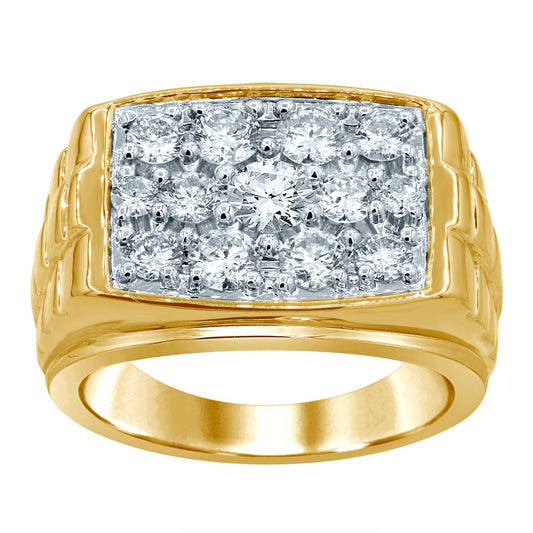 10 Karat Yellow Gold 2.00 Carat Diamonds Classic Men's Ring-0329966-YG