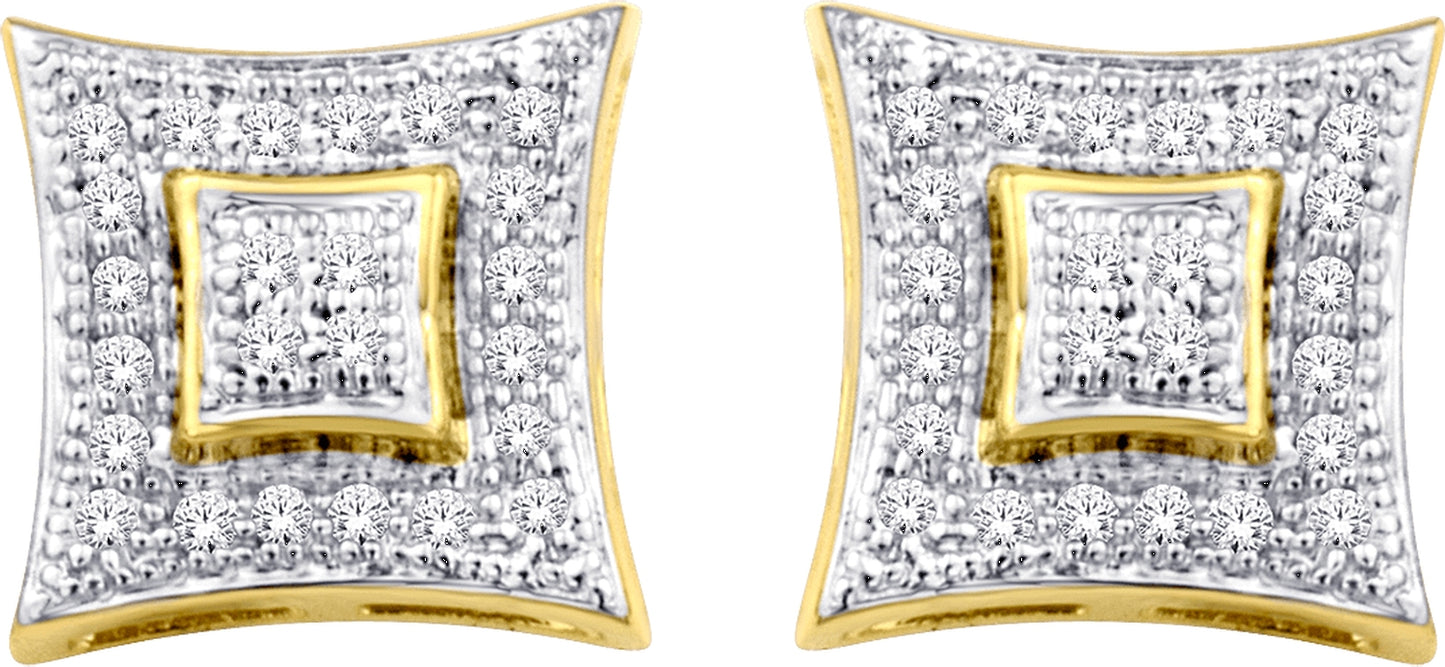 10 Karat White Gold 0.15 Carat Diamonds Square Earrings-0135241-WG