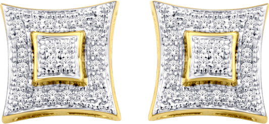 10 Karat White Gold 0.15 Carat Diamonds Square Earrings-0135241-WG
