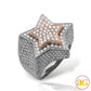 14KW+R 5.00CTW DIAMOND MENS 3-D STAR RING
