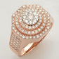 14KR+W 2.00CTW DIAMOND ROUND CLUSTER MENS RING